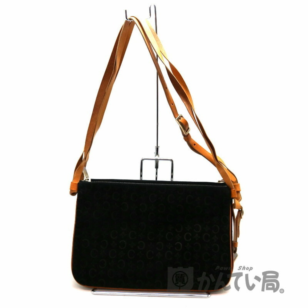 CELINE shoulder bag leather suede black brown tones Shoulder hand